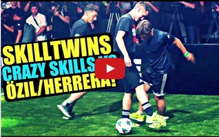 VIDEO: Herrera và Ozil đại chiến freestyle với nhóm SkillTwins