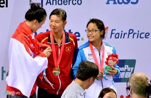 Video clip seagame 28: Siêu kình ngư Ánh Viên phá sâu kỷ lục 200m bướm