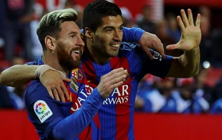 Tổng hợp: Sevilla 1-2 Barca (Vòng 11 La Liga 2016/17)