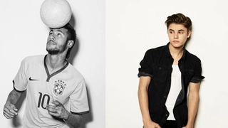 Neymar ngỡ ngàng trước tài tâng bóng của ca sỹ Justin Bieber