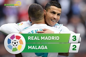 Tổng hợp: Real Madrid 3-2 Malaga (Vòng 13 La Liga 2017/18)