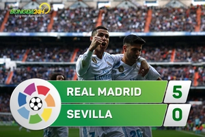 Tổng hợp: Real Madrid 5-0 Sevilla (Vòng 15 La Liga 2017/18)