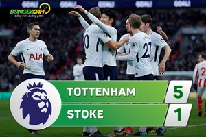 Tổng hợp: Tottenham 5-1 Stoke (Vòng 16 Premier League 2017/18)