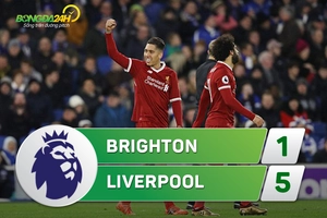 Tổng hợp: Brighton 1-5 Liverpool (Vòng 15 Premier League 2017/18)
