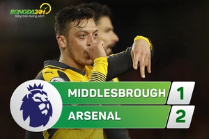 Tổng hợp: Middlesbrough 1-2 Arsenal (Vòng 33 NHA 2016/17)