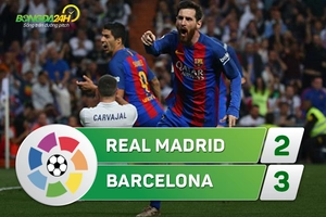 Tổng hợp: Real Madrid 2-3 Barca (Vòng 33 La Liga 2016/17)