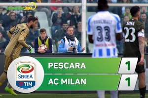 Tổng hợp: Pescara 1-1 AC Milan (Vòng 30 Serie A 2016/17)