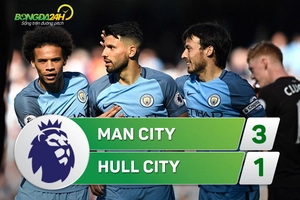 Tổng hợp: Man City 3-1 Hull (Vòng 32 NHA 2016/17)
