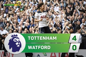 Tổng hợp: Tottenham 4-0 Watford (Vòng 32 NHA 2016/17)