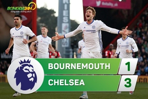 Tổng hợp: Bournemouth 1-3 Chelsea (Vòng 32 NHA 2016/17)