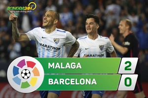 Tổng hợp: Malaga 2-0 Barca (Vòng 31 La Liga 2016/17)