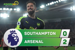 Tổng hợp: Southampton 0-2 Arsenal (Đá bù vòng 26 NHA 2016/17)
