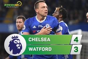 Tổng hợp: Chelsea 4-3 Watford (Đá bù vòng 28 NHA 2016/17)