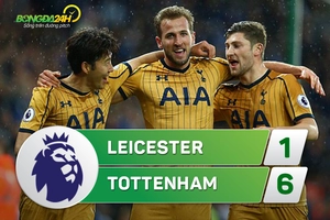 Tổng hợp: Leicester 1-6 Tottenham (Đá bù vòng 34 NHA 2016/17)