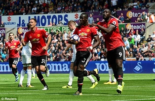 Bailly mở điểm cho quỷ đỏ trong trận Swansea vs MU