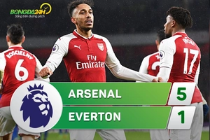 Tổng hợp: Arsenal 5-1 Everton (Vòng 26 Premier League 2017/18)