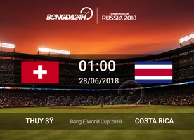 Tổng hợp: Thụy Sỹ 2-2 Costa Rica (Bảng E World Cup 2018)