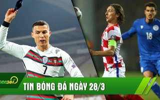 TIN BÓNG ĐÁ 28/3: Ronaldo bị cướp bàn thắng, Bồ Đào Nha bị cầm hòa, Croatia thắng nhọc đội vô danh