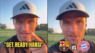 VIDEO: Thomas Muller mừng rỡ khi đối thủ ở vòng bảng C1 là Hansi Flick và Barcelona