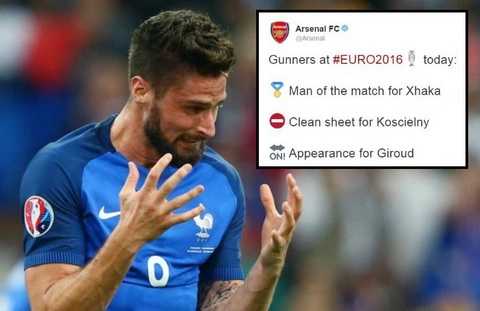 Arsenal cố tình troll Giroud vì màn trình diễn tệ hại ở Euro 2016?