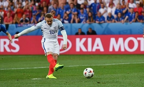 Rooney mở tỷ số trên chấm 11m (Trực tiếp: Anh vs Iceland)