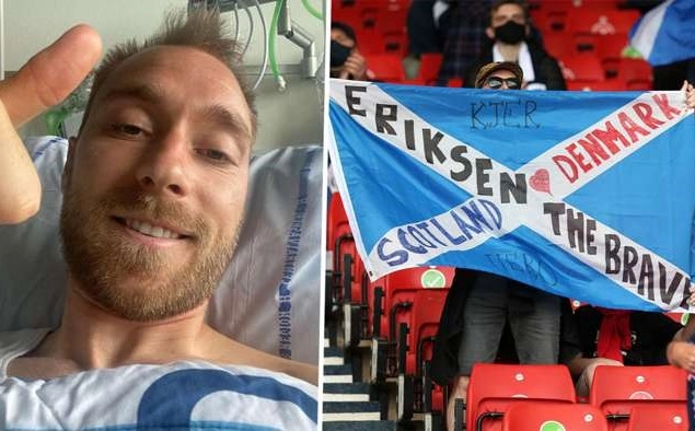 Eriksen đăng hình ảnh đầu tiên trên giường bệnh sau sự cố ngừng tim