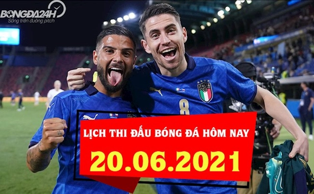 Lịch thi đấu bóng đá hôm nay 20/6: Italia vs Xứ Wales; Thụy Sĩ vs Thổ Nhĩ Kỳ