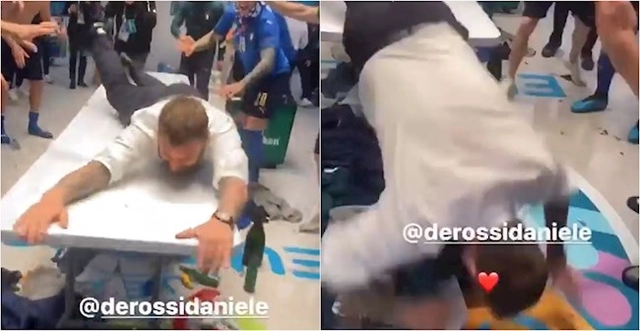 De Rossi ngã sấp mặt khi ăn mừng chức vô địch của Italia
