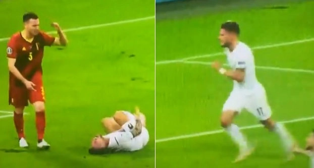 Phát hiện: Tiền đạo tuyển Italia ăn vạ thô thiển ở bàn mở tỷ số trước Bỉ