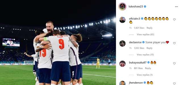 Roberto Carlos vào tận trang cá nhân của Luke Shaw để khen ngợi