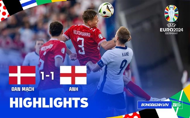 Highlights Đan Mạch - Anh | Siêu phẩm cầm chân Tam sư | Bảng C Euro 2024