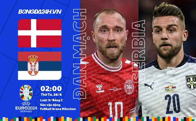Nhận định bóng đá Đan Mạch vs Serbia (02h00 ngày 26/6): Một mất một còn