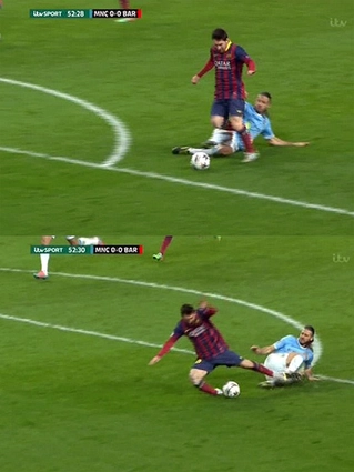 Trọng tài đã hoàn toàn chính xác khi đuổi Demichelis và cho Barca hưởng phạt đền