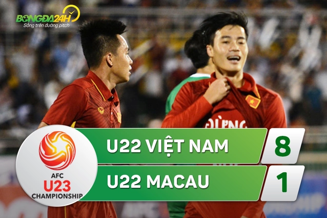 Tổng hợp: U22 Việt Nam 8-1 U22 Macau (VL U23 châu Á 2018)