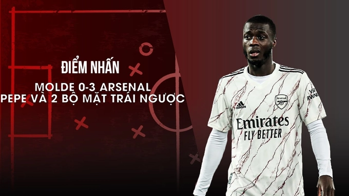 Molde 0-3 Arsenal: Nicolas Pepe và 2 bộ mặt trái ngược