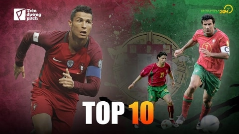 VIDEO: Top 10 cầu thủ ghi nhiều bàn thắng nhất trong màu áo ĐT Bồ Đào Nha: CR7 độc bá