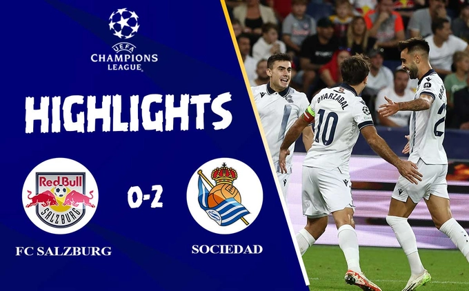 Video cúp C1 Salzburg vs Sociedad: Đội khách làm chủ trân đấu